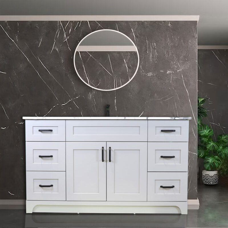 Pansy Grey 60" Single-Sink 2-Door-6-Drawer