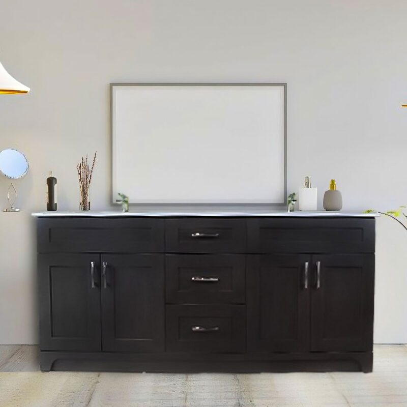 Pansy Smokey Grey 72" Double-Sink-4-Door-3-Drawer