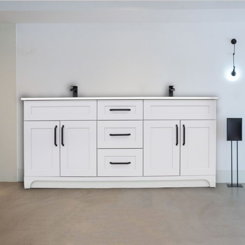 Pansy Grey 72" Double-Sink 4-Door-3-Drawer