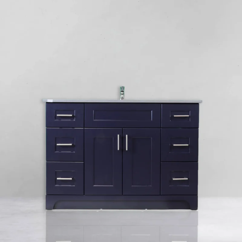 Shaker Navy Blue  48" - 2 Door 6 Drawer