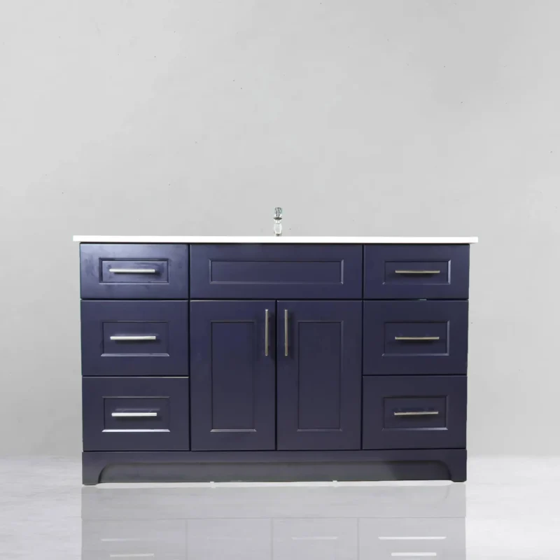 Shaker Navy Blue  54" - 2 Door 6 Drawer